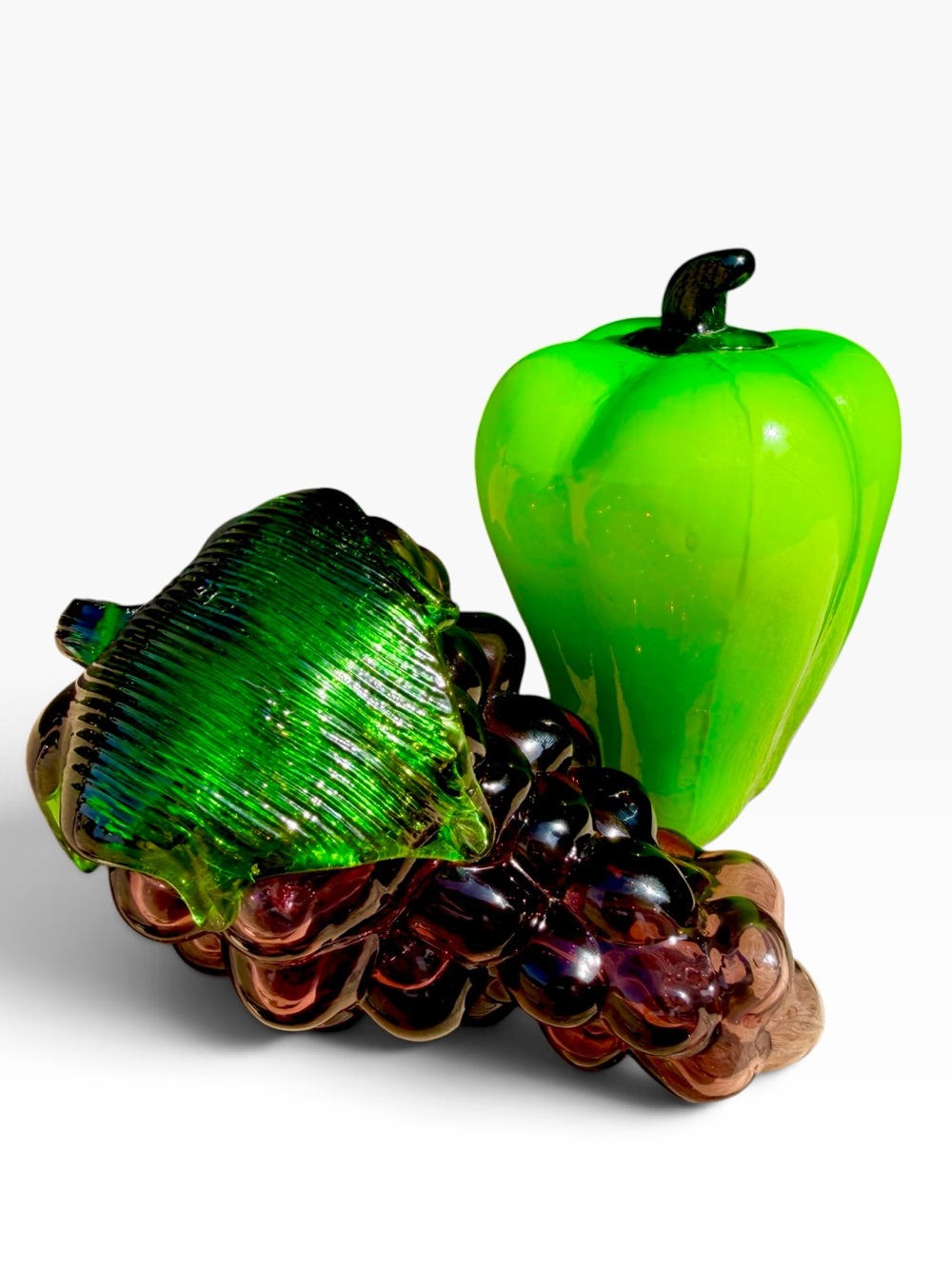 Vintage Handblown Green Glass Fruit Decorative Sculpture - Home Art